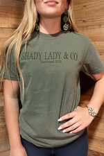 Load image into Gallery viewer, Shady Lady T-Shirt in Moss Green
